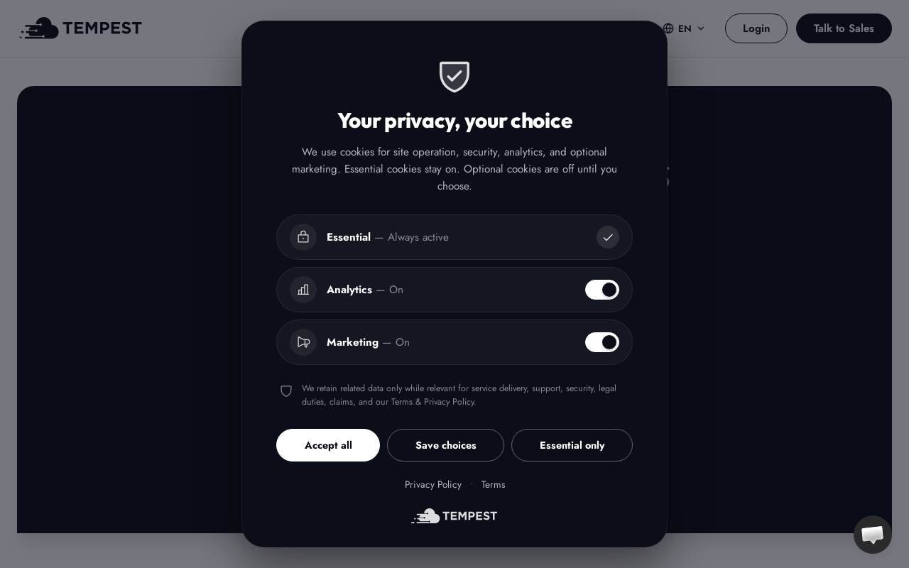 Tempest Hosting 官网截图